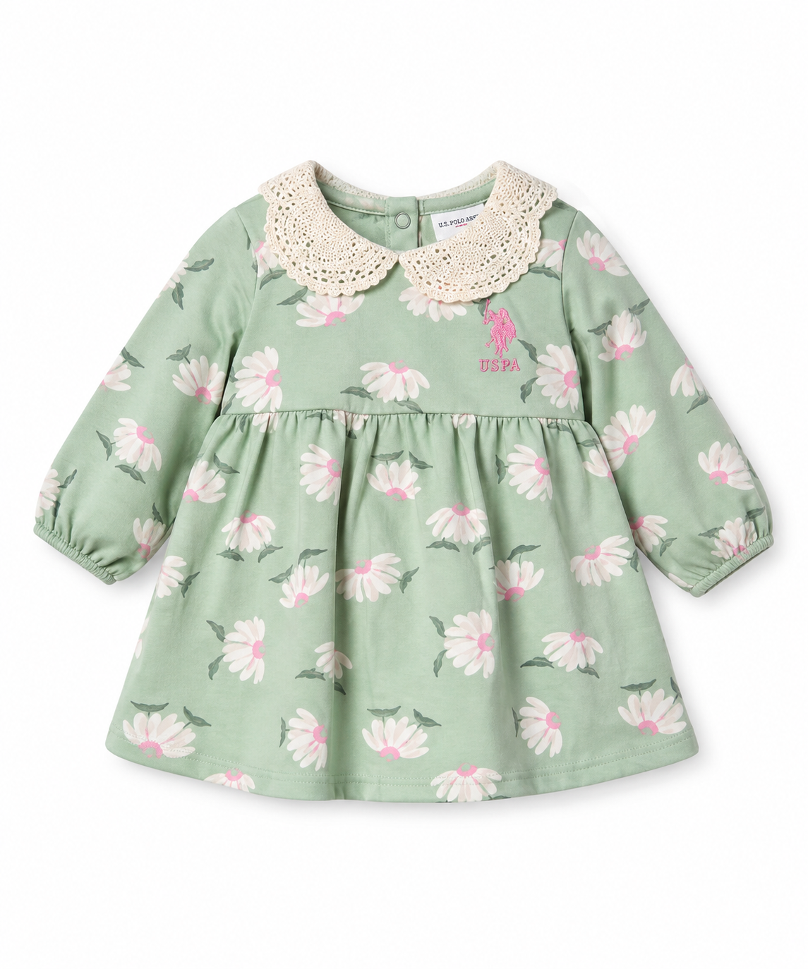 U.S. Polo Assn. Baby Girls Floral Collar Dress