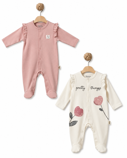 BabyCosy 2 pcs Footed Rompers