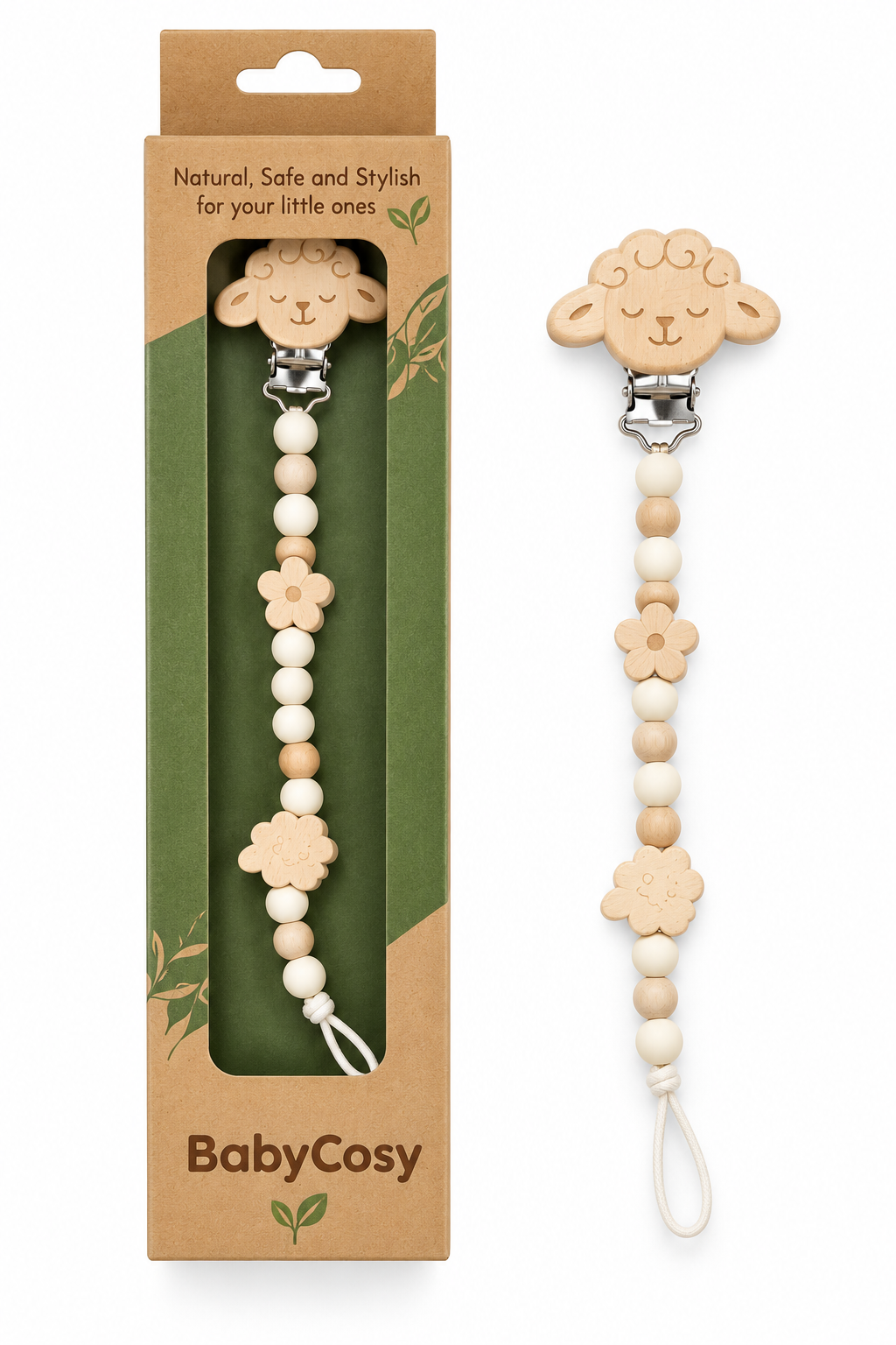BabyCosy Wooden Pacifier Clip