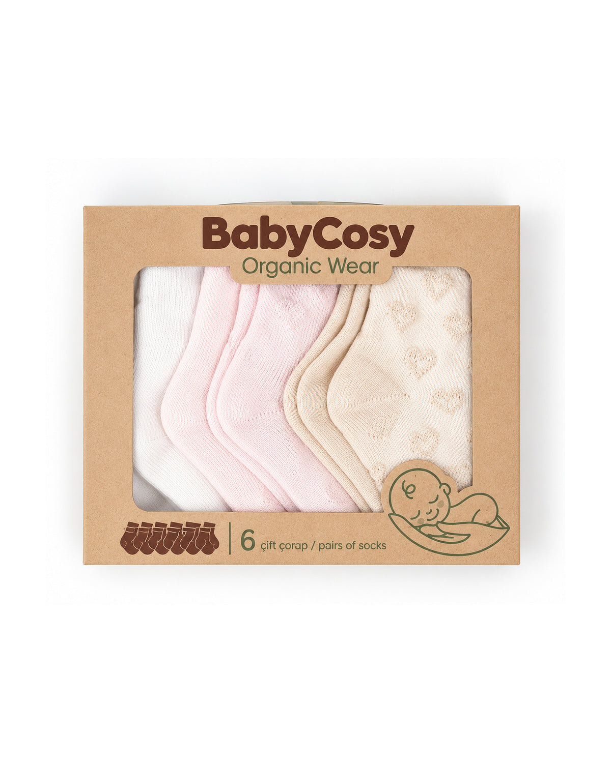 Baby Cosy Heart Socks 6 Pieces