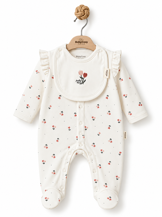 BabyCosy Footed Romper with Bib