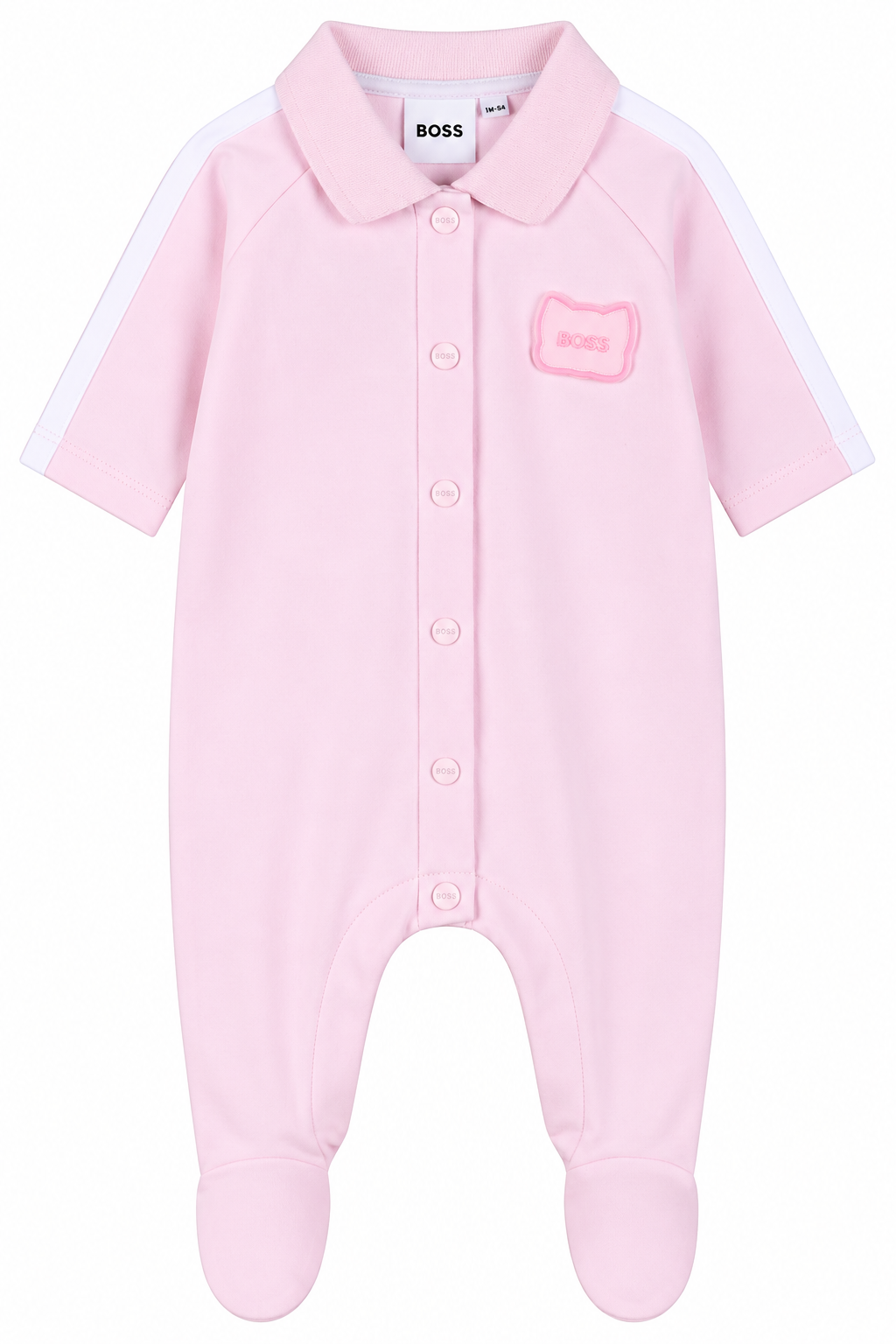 BOSS Baby Girls Footed Polo Romper