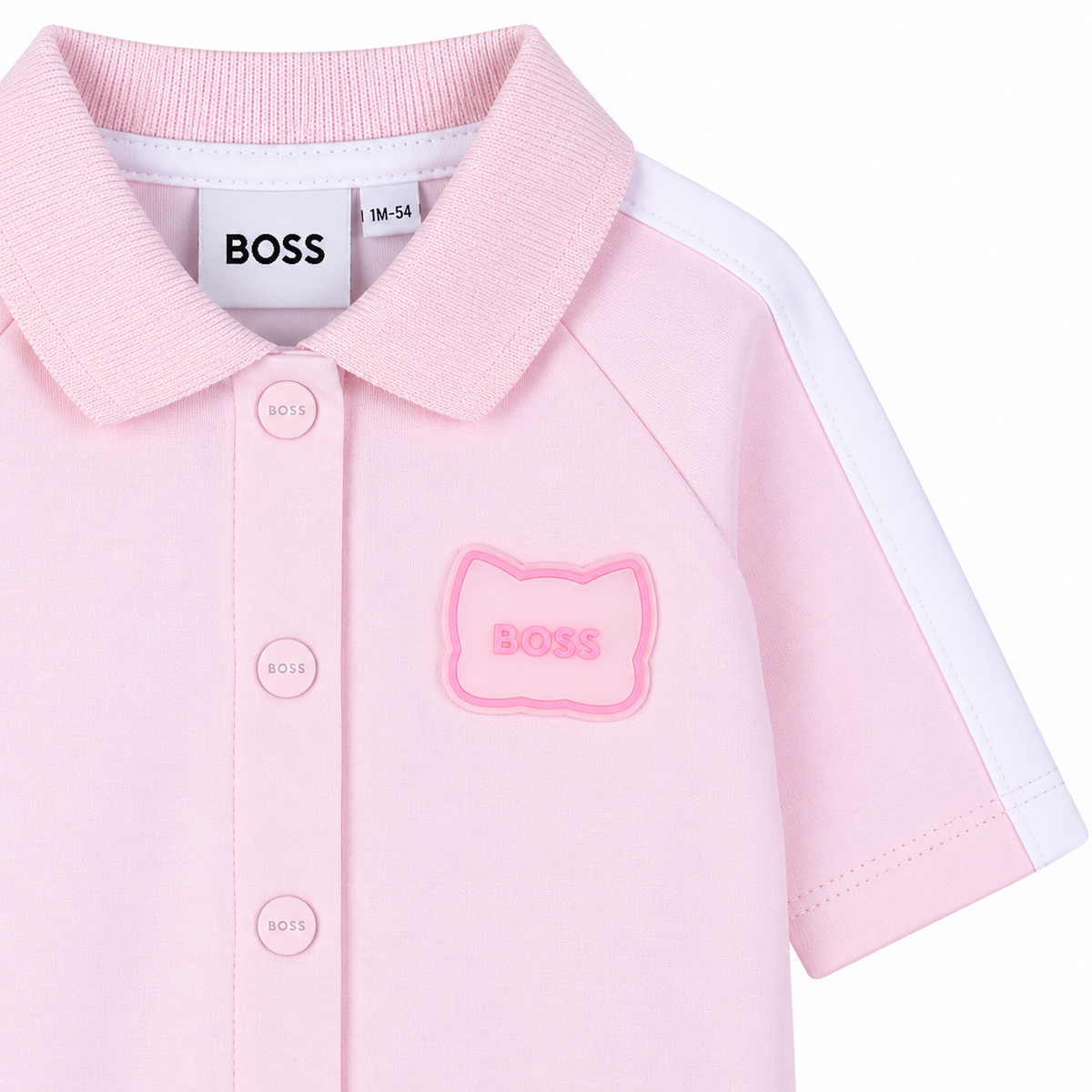 BOSS Baby Girls Footed Polo Romper