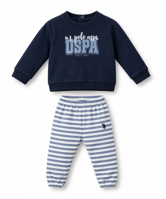 U.S. Polo Assn. Baby Boys Striped Jogger Set