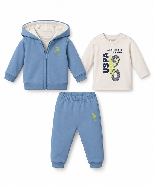 U.S. Polo Assn. Baby Boy 3-Piece Tracksuit Set