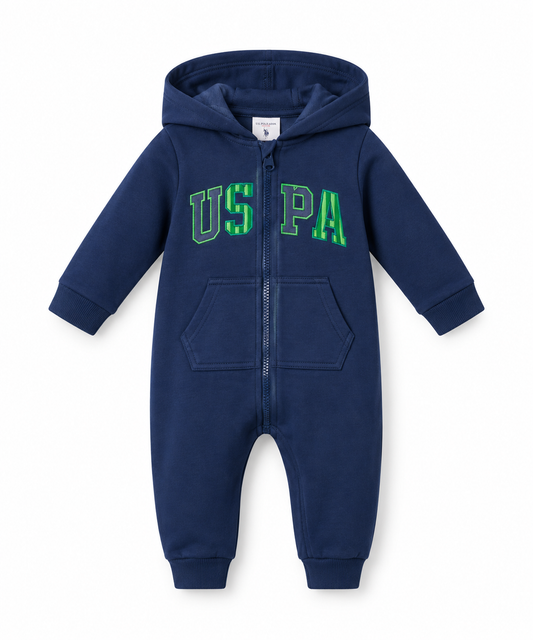 U.S. Polo Assn. Baby Hooded Jumpsuit